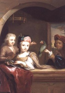 Three Children with a Parrot