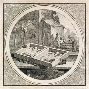 Backgammon Set and Players from Stichtelyke Zinnebeelde by Arnold Houbraken