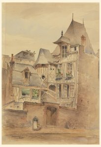 Street Scene with Medieval Houses, ca. 1885 by Arnold William Brunner