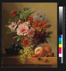 Pot of flowers and fruit, before 1844