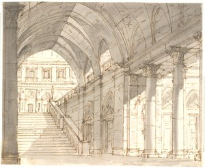 Vestibule with Staircase and Columns