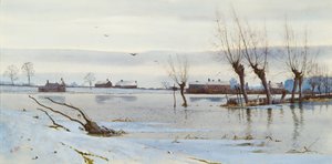 Winter Landscape with Flooded River