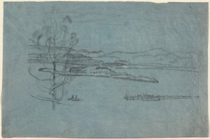 Landscape with Dock and Two Boats by Arthur B. Davies