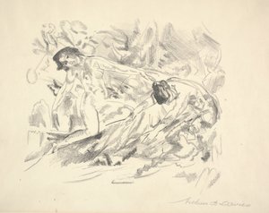 Two Female Figures in a Landscape by Arthur Bowen Davies