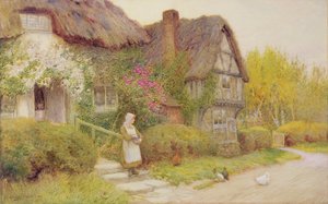 Feeding the Chickens by Arthur Claude Strachan