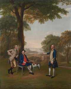 Arthur Holdsworth Conversing with Thomas Taylor and Captain Stancombe by the River Dart by Arthur Devis