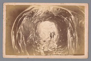 People in a Cave on the Grindelwald Glacier in Switzerland by Arthur Gabler