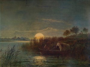 River Scene by Moonlight, with Boat, 1879, 1935 by Arthur Gilbert