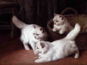 Three White Angora Kittens by Arthur Heyer