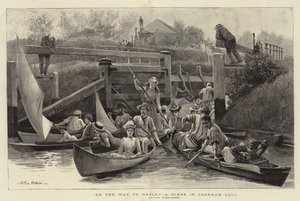 On the Way to Henley, a Scene in Cookham Lock by Arthur Hopkins