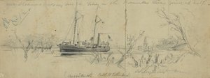 USS Currituck and the Tugboat Seth Low on the Pamunkey River, 1862 by Arthur Lumley
