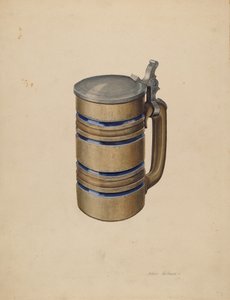 Stoneware and Pewter Beer Mug by Arthur Mathews