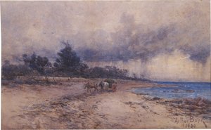 Not Titled (Gathering Seaweed Before the Storm, Sandringham Beach) by Arthur Merric Boyd