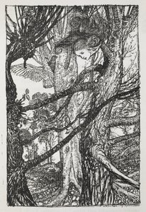 Alice as a Serpent Talking to a Pigeon by Arthur Rackham