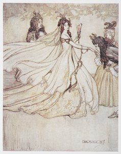 Cinderella in a ball gown by Arthur Rackham