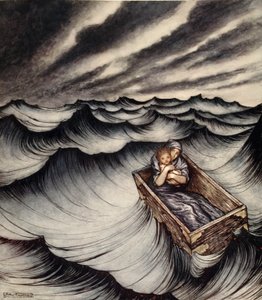 Danae clasped her child closely, illustration from 