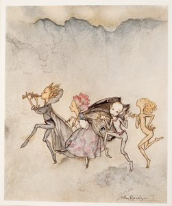 Each one, tripping on his toe, will be here with mop and mow, illustration from William Shakespeare