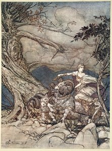 Fricka Approaches in Anger by Arthur Rackham
