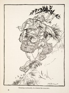 Groaning continually, he climbed the mountain, from Little Brother & Little Sister and Other Tales by the Brothers Grimm, pub.1917