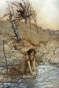 Hermia: Illustration by Arthur Rackham for The Dream of a Summer Night by William Shakespeare