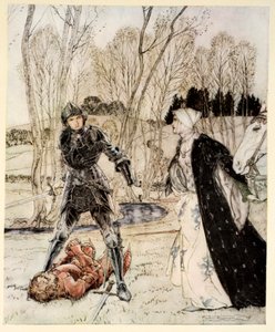 How Beaumains Defeated the Red Knight, illustration from 