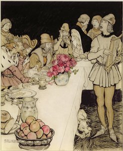 How at a great feast that King Mark made came Eliot the harper and sang the lay that Dinadan had made