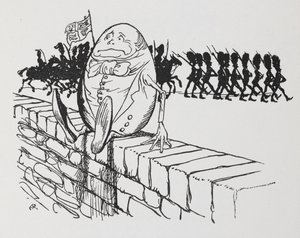 Humpty Dumpty sat on a wall by Arthur Rackham