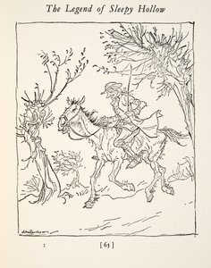 Ichabod Crane escaping from the Headless Horseman by Arthur Rackham