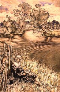 Izaak Walton Reclining Against a Fence, one of a series of illustrations from Izaak Walton, 