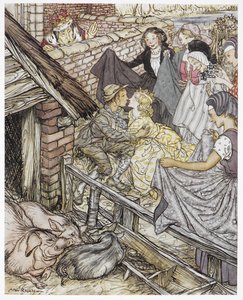 Just as the Swineherd Was Taking the Eighty-Sixth Kiss by Arthur Rackham
