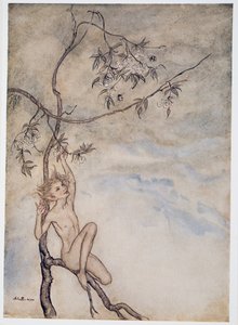 Merrily, merrily shall I live now under the blossom that hangs on the bough, illustration from William Shakespeare