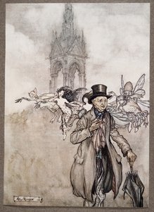 Old Mr. Salford was a crab-apple of an old gentleman who wandered all day in the Gardens, from Peter Pan in Kensington Gardens by J.M. Barrie, pub. 1906 by Arthur Rackham