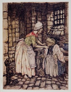 She arranged the shawl with a professional fold, and tied the strings of the rusty bonnet under his chin, from Wind in the Willows by Kenneth Grahame, pub. 1940
