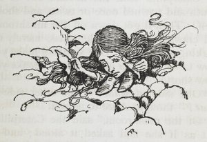Shrunken Alice after eating some of the Caterpillar