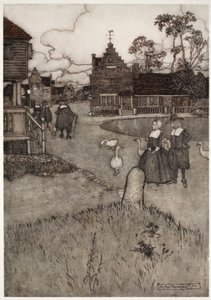 Some of the Houses of the Original Settlers, from Rip Van Winkle by Washington Irving, pub. 1910 by Arthur Rackham
