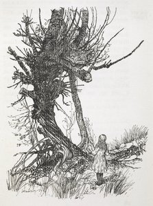 The Cheshire Cat in a Tree Looking Down at Alice by Arthur Rackham