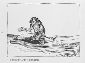 The Monkey and the Dolphin, illustration from Aesops Fables, published by Heinemann, 1912