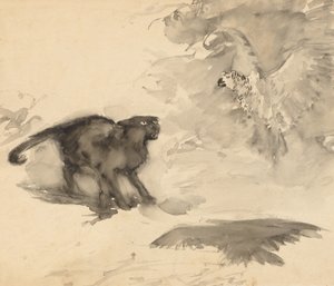 The Parrot and the Cat (Sketch for "Good-Night" by Eleanor Gates) by Arthur Rackham