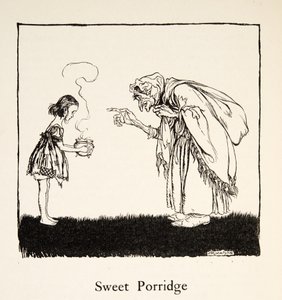 The little one went and brought the box, from Little Brother & Little Sister and Other Tales by the Brothers Grimm by Arthur Rackham