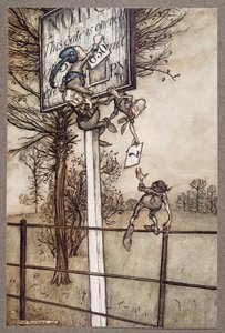 These tricky fairies sometimes slyly change the board on a ball night, from Peter Pan in Kensington Gardens by J.M. Barrie, pub. 1906 by Arthur Rackham