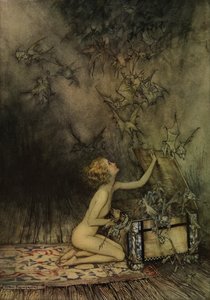 Young Girl and Bat-like Creature