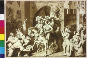 Emperor Charles V and His Brother Ferdinand I Receiving the Helmet of Fatality from Pasha Michael Oglu in Vienna by Artist Unknown