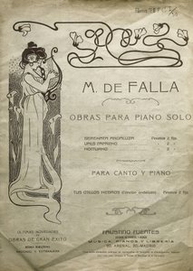 Manuel de Falla, Spanish Composer and Pianist. Works for Piano Solo and for Piano and Voice. Edited in Madrid. by Artist Unknown