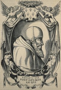 Levinus Hulsius. Paul III. End 16th c. Portrait with Camauro