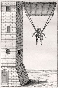 Homo Volans - The Parachute invented by Fausto Veranzio by Artist Unknown