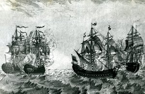 Le Maure approaching the Ruby: The Achilles fighting the Royal Oak by Artist Unknown