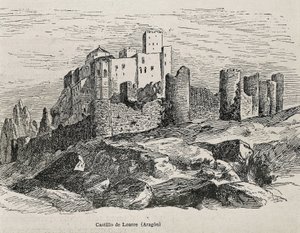 Loarre. Romanesque castle (engraving) by Artist Unknown