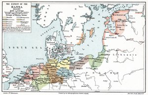 Map of the Extent of the Hanseatic League in About 1400