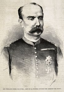 Fernando Primo de Rivera (1831-1921). Spanish Military Man and Politician. Fernando Primo de Rivera, Who Fought in the Third Carlist War. Engraving