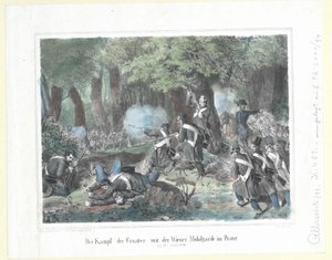 The combat between the Croatians and the Viennese mobile guard in the Prater on 28th October 1848 by Artist Unknown